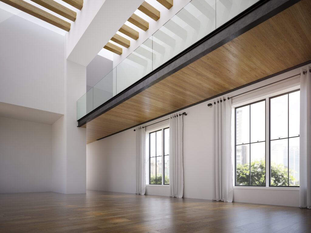 Empty modern interior room 3d illustration